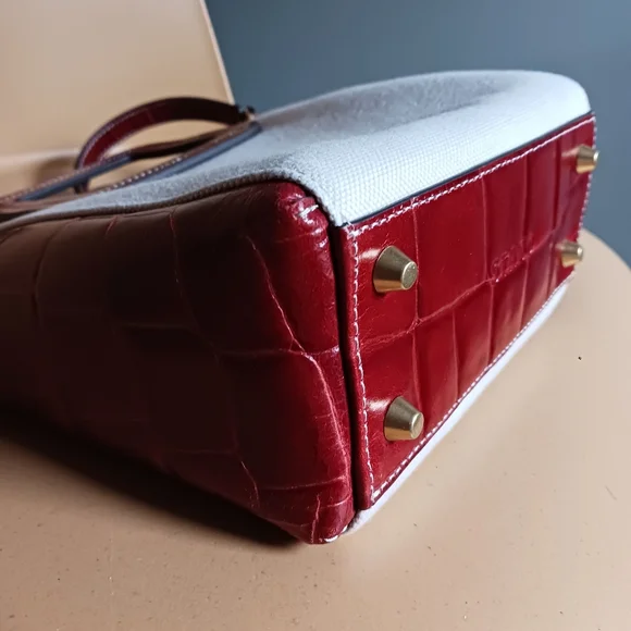 STAUD mini Shirley Bag in Canvas,burgundy Leather Crossbody Bag - Picture 12 of 16